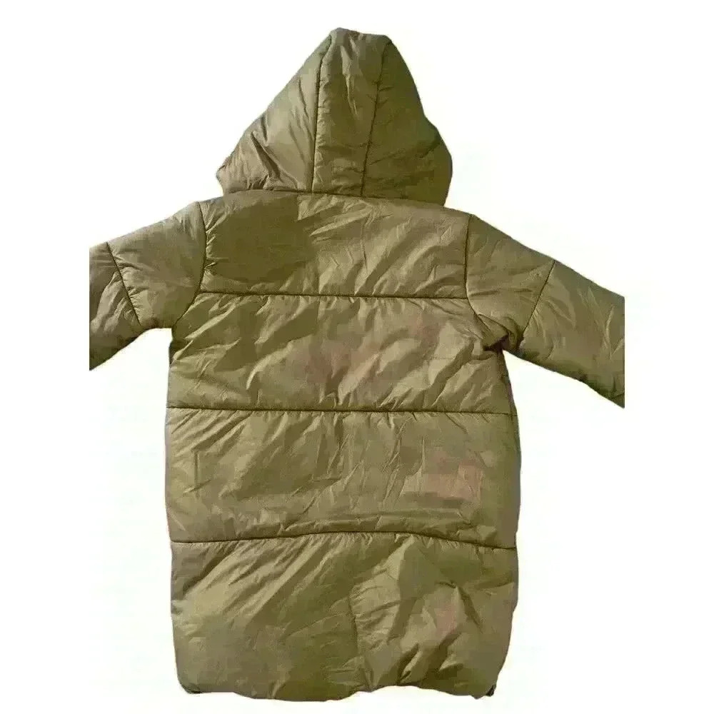 Kids Size 11/12 Forever 21 Green/Orange Oversized Puffer Coat NWT ￼ - Picture 2 of 7
